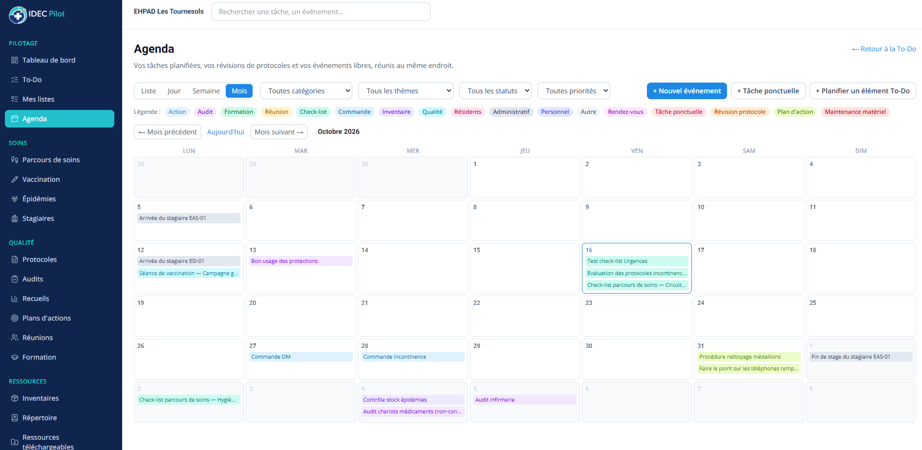 Agenda d'IDEC Pilot