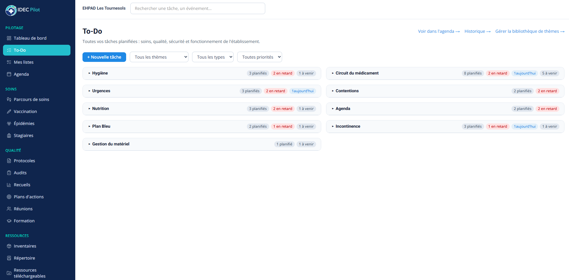 Liste To-Do d'IDEC Pilot